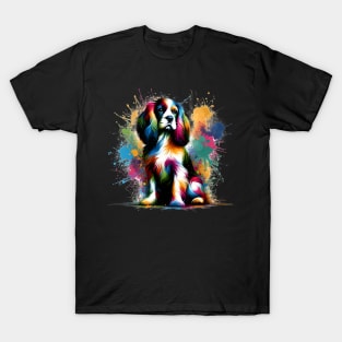 Colorful French Spaniel in Abstract Splash Paint Style T-Shirt